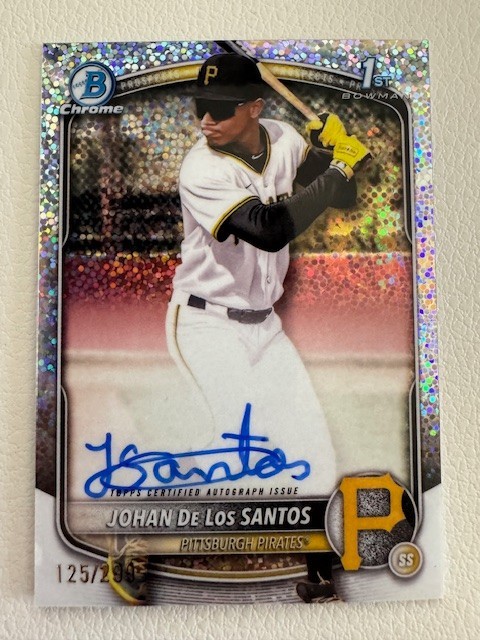 2025 Bowman Chrome 1st Johan De Los Santos Speckle Refractor Auto /299 #CPA-JDLS