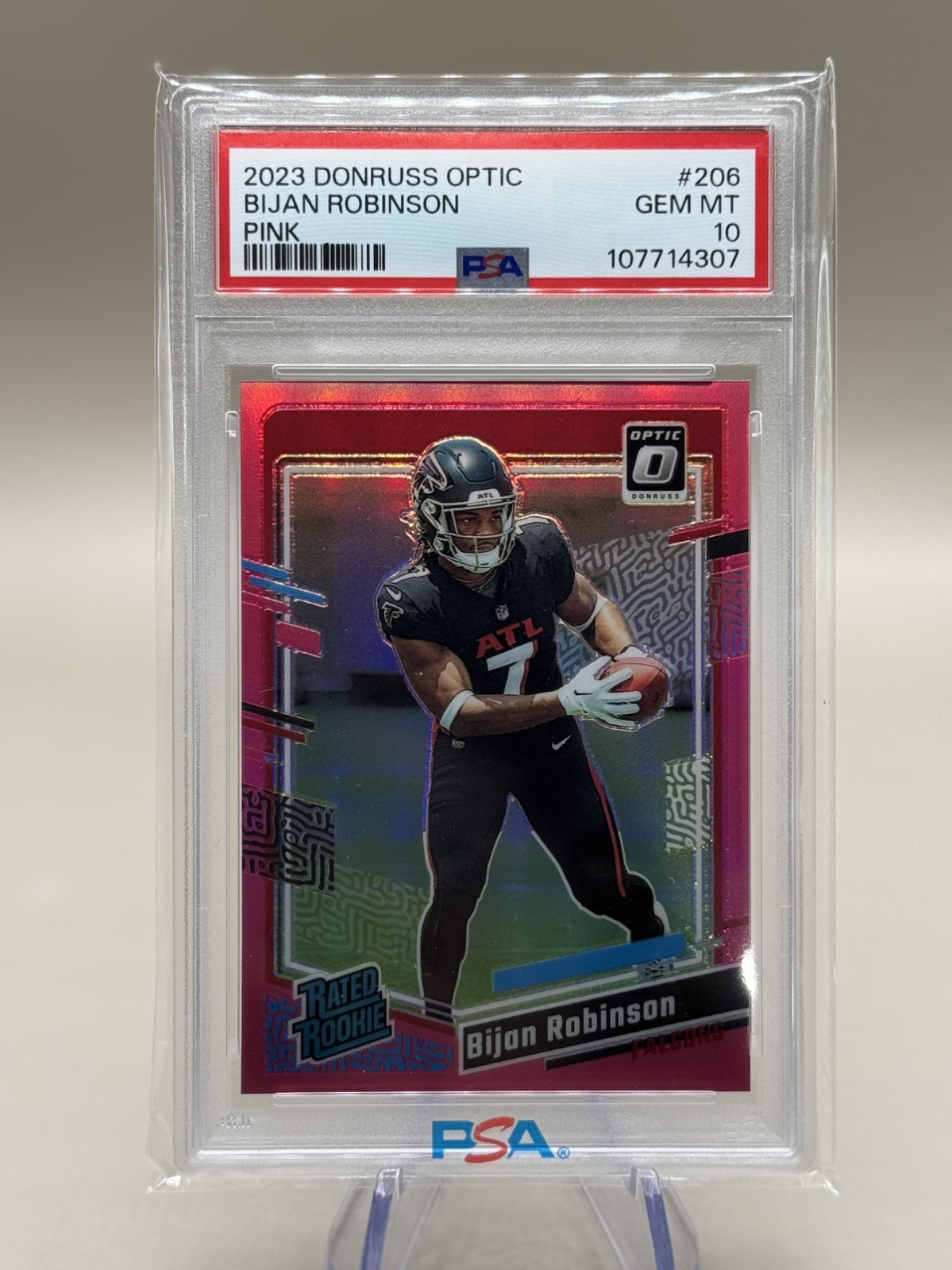 2023 Panini Donruss Optic - Rated Rookie Pink Bijan Robinson #206 (RC) PSA 10