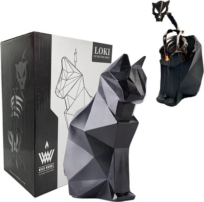 Loki Cat Skeleton Candle | Reveal Polished Steel Frame | 7  H | Longest Burn ...
