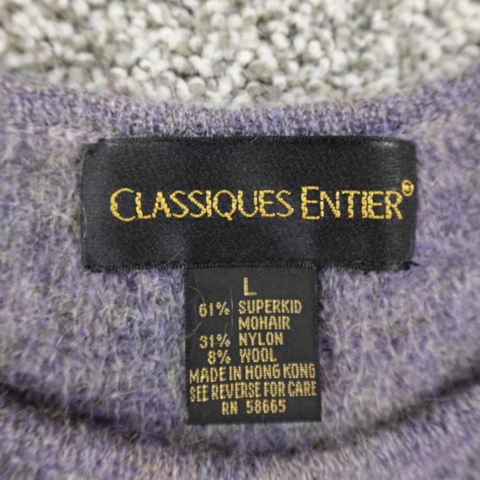 Suéter De Colección Clásicos Entier Para Mujer L Púrpura Superkid Lana Mohair Cuello Redondo Suave Foto 3 de 4