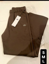 ALO Women s Brown Sweatpants Size S Regular Pull-On Elastic Waist Solid