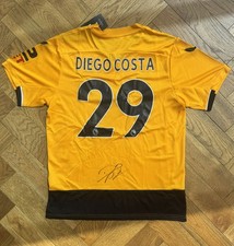 Diego Costa Signed Wolves Shirt 2022-23 Home Classic