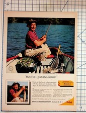 Vintage Kodak Kodacolor Film Ad 1950s Fisherman Fishing Rochester NY Magazine