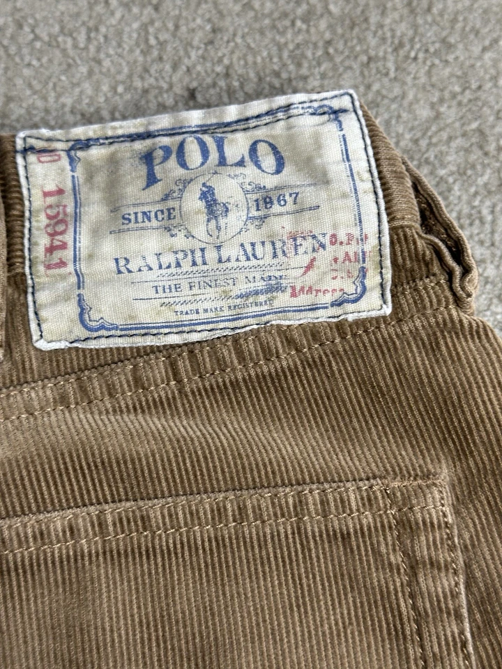 Pantalones de pana Polo Ralph Lauren para hombre 40x30 marrón tostado calce clásico cordones elásticos Foto 2 de 4