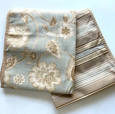 LINDEN STREET JCP Shams King FLORAL STRIPES Reversible Woven Cotton Tie Neutral