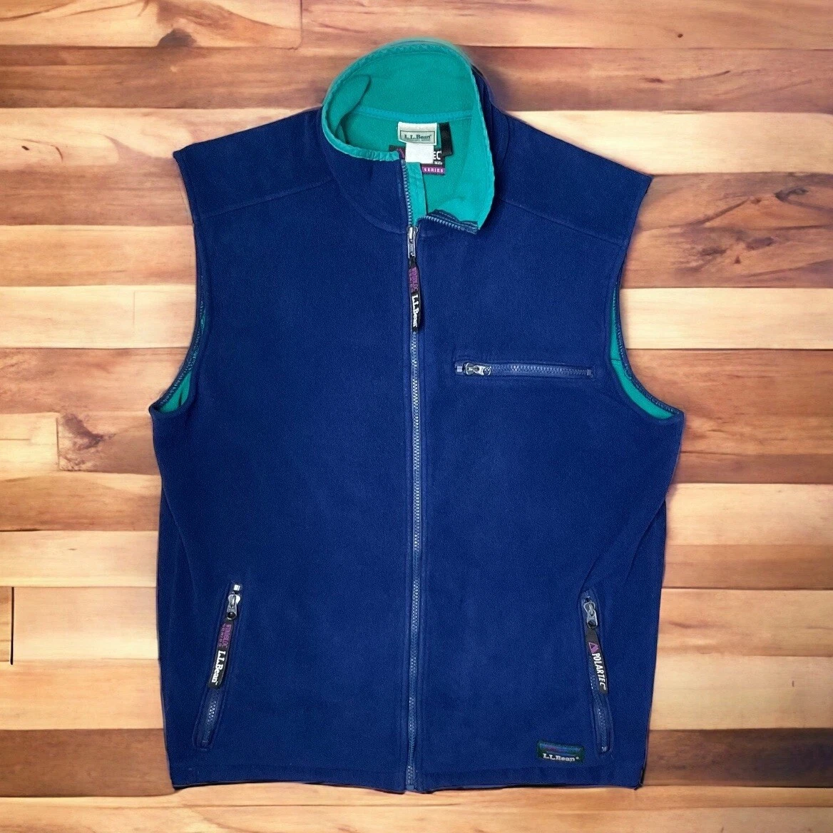 Vintage LL Bean Full Zip Polartec Fleece Vest Windblock Series Blue M