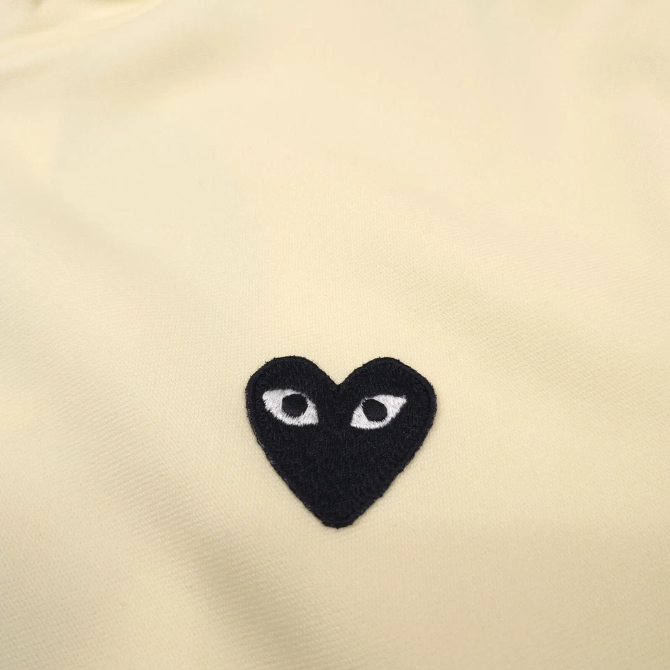 $276 Comme Des Garcons PLAY Ivory Full Zip Mock Neck Sweatshirt Mens Medium - Image 4 of 4