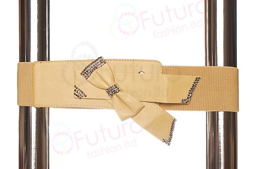 Clearance Elasticated Belt With Bow Waistband Buckle Wide Belt FP15 - Picture 2 of 2