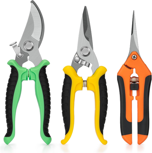 3 Pack Stainless Steel Garden Pruning Shears, Handheld Garden Scissors