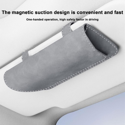 PU Leather Car Glasses Holder Sun Visor Sunglasses Holder Case Card Storage Box
