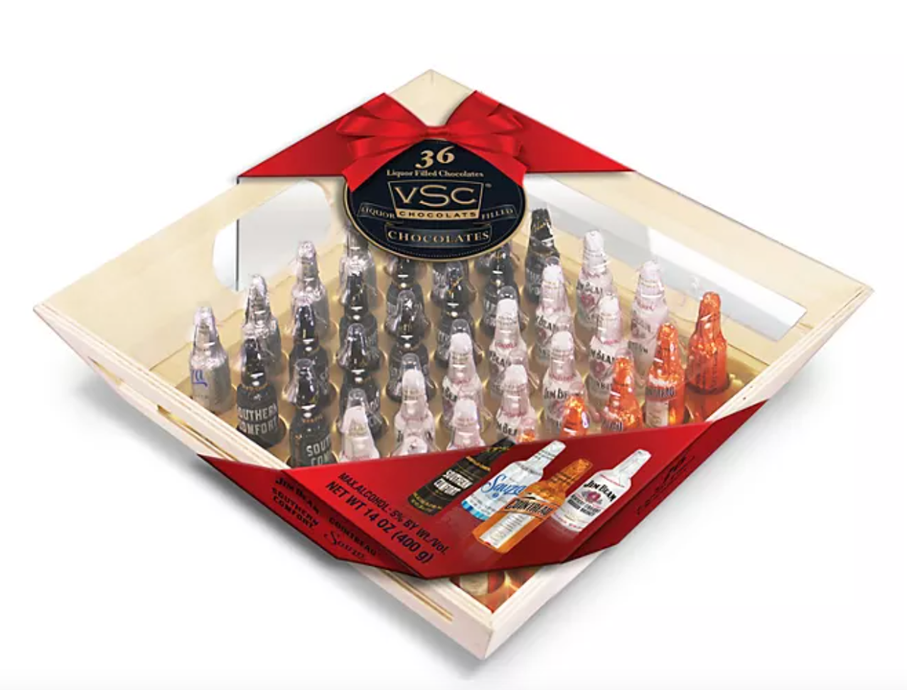 2 Pack VSC Liquor Filled Chocolates Gift Wooden Box 36ct 14 oz Each