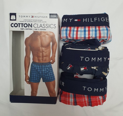 Tommy Hilfiger Men's 100% Cotton Classic Fit Woven Boxer 3-Pack Multicolour