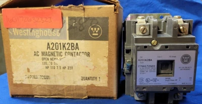 WESTINGHOUSE CONTACTOR A201K2BA NEMA 2 45A 115/230V SINGLE PHASE 3/7.5 HP