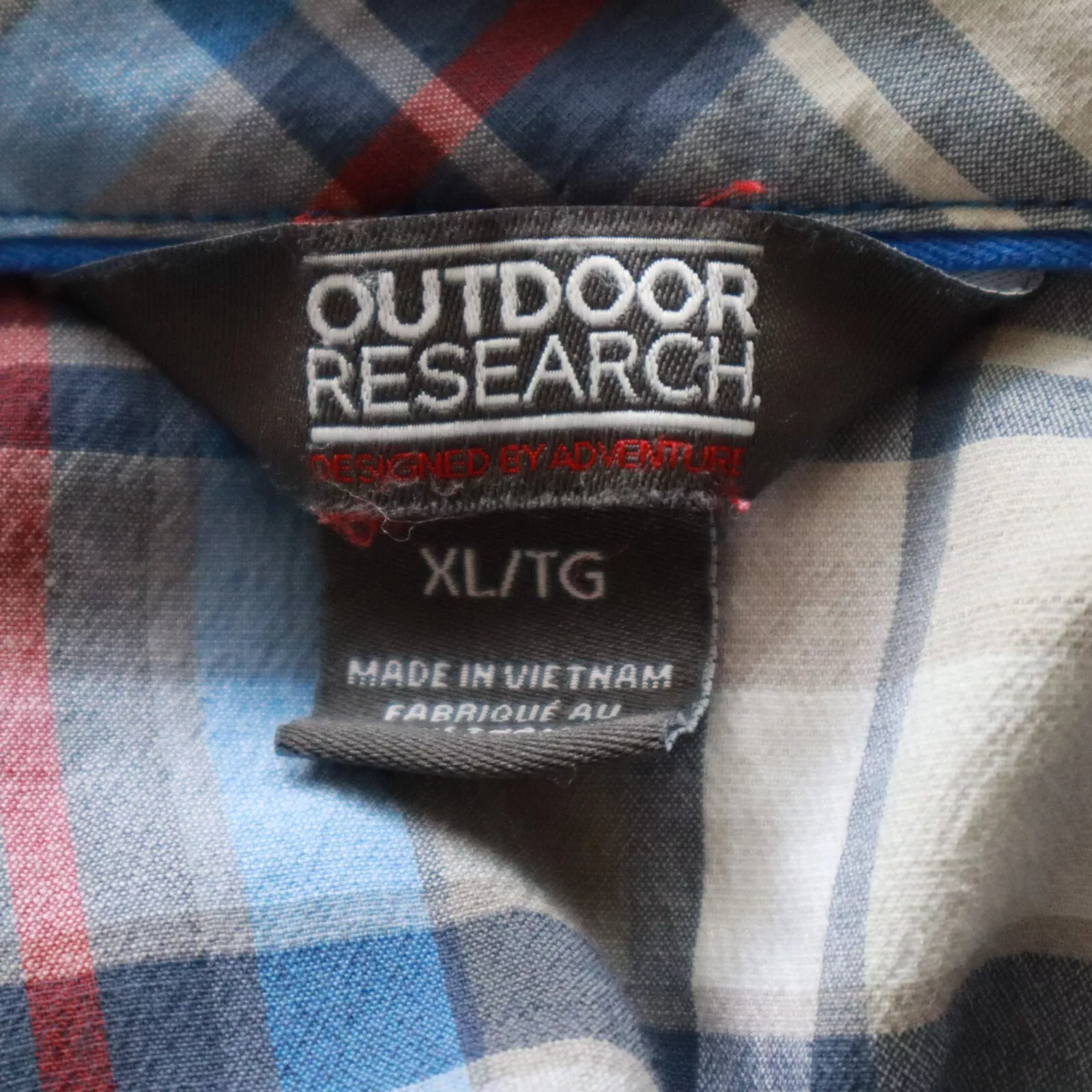 outdoor-research hiking camp utility pocket casual button up plaid shirt