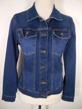 Beautiful Women's Medium Sweet Look Blue Denim Long Sleeve Button Jean Jacket