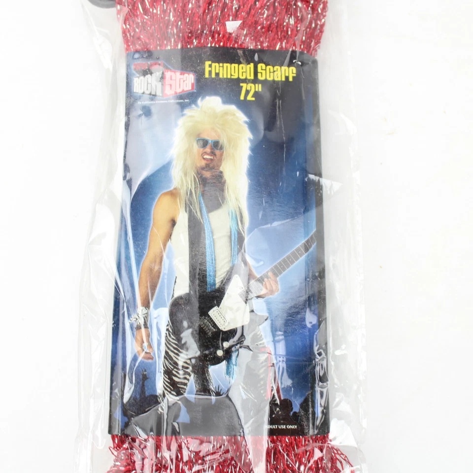 Accesorio Disfraz Rockstar 72" Bufanda Flecos Plata Rojo Novedad Foto 2 de 4