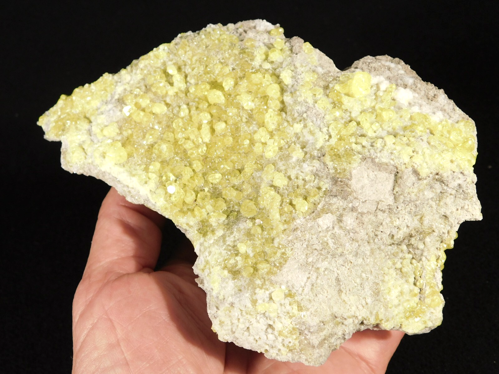 Vibrant Yellow Sulfur Crystal Cluster from El Desierto Mine Bolivia 617g