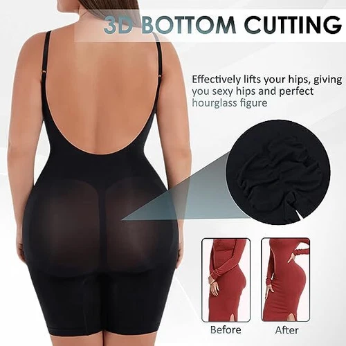 Damen-Bodysuit mit niedrigem Rücken Ganzkörpershaper Abnehmen Formende Tops Fajas Formen - Bild 4 von 29