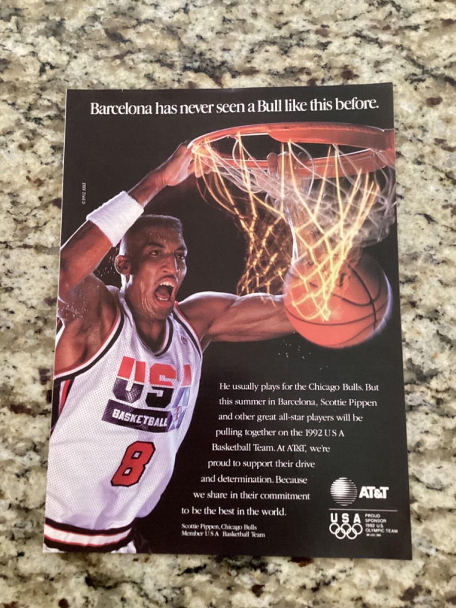 1992 Scottie Pippen Chicago Bulls Basketball Olympics USA Magazine