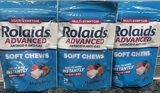 LOT OF 3- Rolaids Advanced 28 Mixed Berry Soft Chews Heartburn + Gas Relief