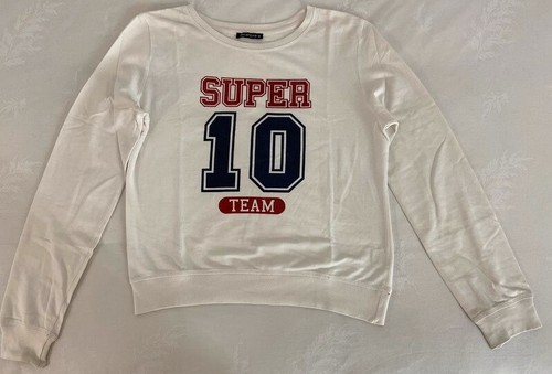 Maglia maglietta felpa cotone bianco stampa taglia M Terranova donna  ragazza | eBay