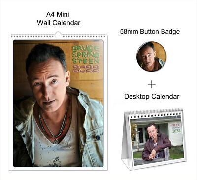 Bruce Springsteen 2022 A4 Wall + Desktop Calendar + Pin Button Badge | Ebay