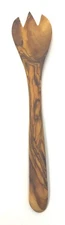 Wooden Cooking Utensil Olive Wood Spaghetti Fork Handmade 12.5 x2.5 x 0.3
