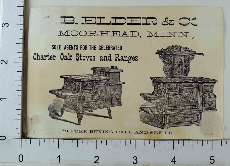 Victorian Rebus Puzzle Trade Card B. Elder & Co Oak Stoves & Ranges *A