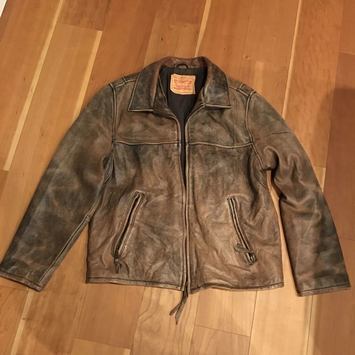 Levis Lvc Riders Jacket Leather Jacket Brown Size M Vintage Men&