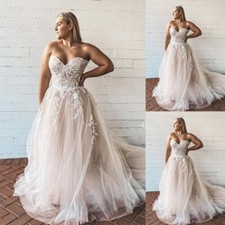 Vintage Light Champagne Wedding Dresses Sweetheart A Line Lace Appliques Bridal