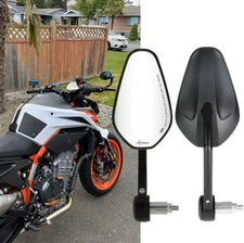 7/8"/1" Black Motorcycle Bar End Rear View Side Mirrors For 200 250 390 690 