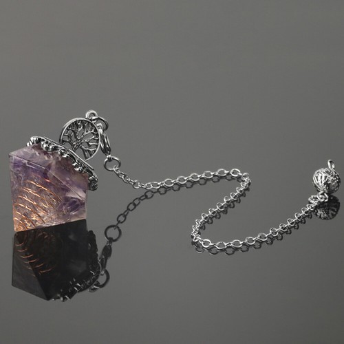 1pc Tree of Life Faceted Crystal Cone Healing Orgonite Pendulum Dowsing Pendant - Picture 8 of 21