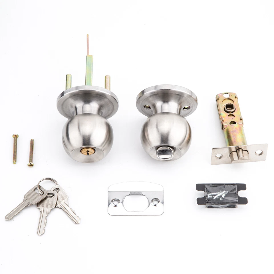 Round Door Lock Knob Handle Lever Lockset Entry Privacy Passage for Home Bedroom - Image 2 of 4