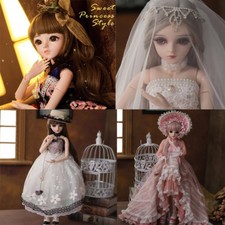 60cm 1/3 BJD Doll Ball Jointed Girl Dolls Free Eyes Face Makeup Wig Clothes GIFT