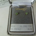 Concepts NonAllergenic Surgical Stainless Steel Genuine Emerald Earrings