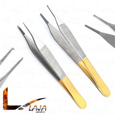 T/C Adson Tissue Forceps 1x2 Rat Tooth  Serrated Teeth Surgical Thumb Tweezers