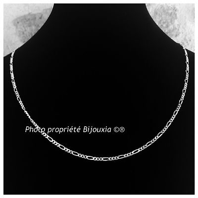 Chaîne En Argent Massif 925 Style Maille Figaro - 50,5 Cm / 7,34 G - Occasion En Bon état