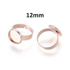 5 pcs 201 Stainless Steel ADJUSTABLE Setting Bezel RING bases - 12mm - Rose Gold