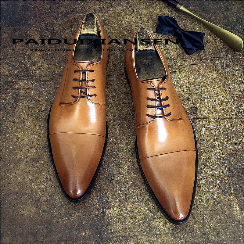 SAOLA Scarpe da sposo da uomo inglesi stringate eleganti formali a punta vera pelle taglia