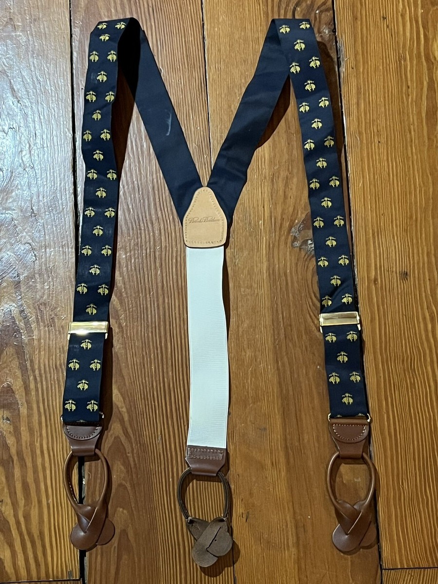 Brooks Brothers Suspenders Braces Blue Golden Fleece Sheep Logo