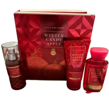 Bath & Body Works WINTER CANDY APPLE Cream Mist Gel TRAVEL GIFT SET BOOK NIB