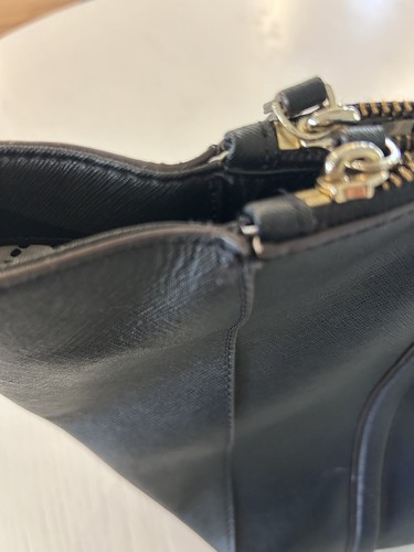 Kate Spade Tote Bag Cow Leather Black 20" x 13" x 8" FLAWED Gold Hardware Purse - Picture 12 of 15