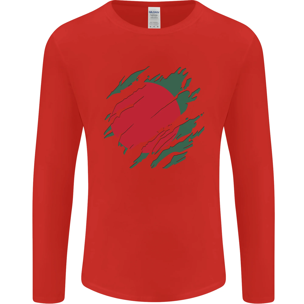 T-shirt Homme Bangladesh Day - Coton Gildan, Coupe Loose, Déchiré Style Drapeau