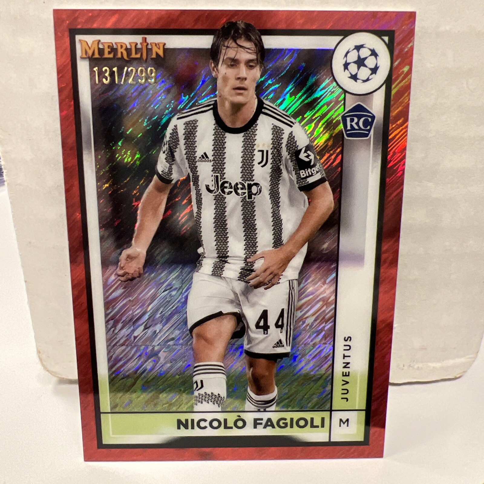 2022-23 NICOLO FAGIOLI TOPPS CHROME MERLIN UEFA #79 Rose Gold Shimmer RC 131/299