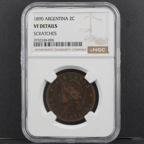1890 Argentina 2C VF Details NGC Free Shipping!!!!