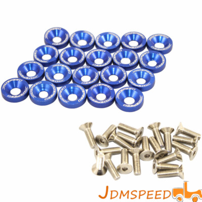 Jdmspeed Blue Cnc Billet Aluminum Fender Washer Engine Bay Dress Up Kit 20pc
