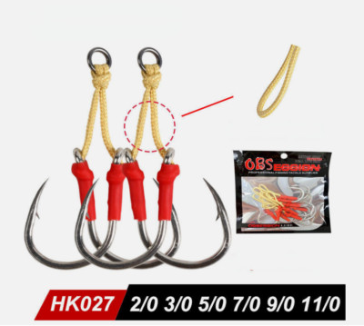 10 Pairs Jigging Double Assist Hook High Carbon Steel Saltwater Hooks 2/0-11/0