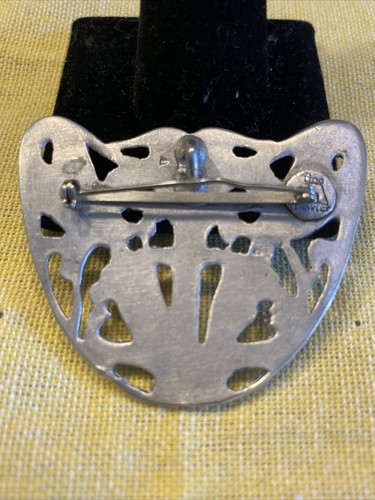 Vintage B Fine Pewter fine pewter Art Nouveau Dragonfly Flowers Pin 2.25” X 1.25 - Picture 8 of 9