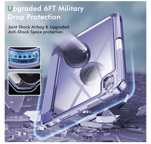 INFILAND - Case for iPad Mini 6th Gen Case 8.3", 2021 Pencil Holder Clear Purple - Picture 3 of 8
