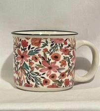 Floral Coffee Tea Soup Mug Old East Main Street Pink Posies Oversize 16 oz